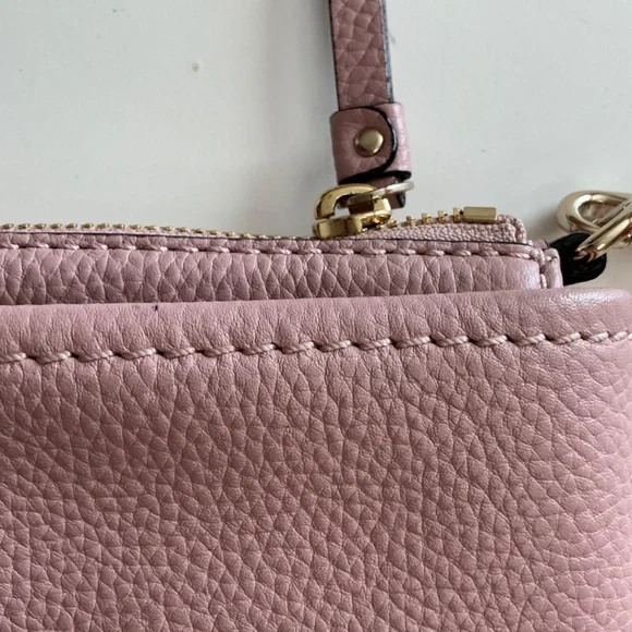 Kate Spade pink gold leather  shoulder bag.purse classic striped interior - Picture 5 of 11